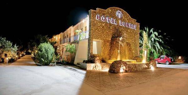 Sunset hotel at petra of lesvos island greece