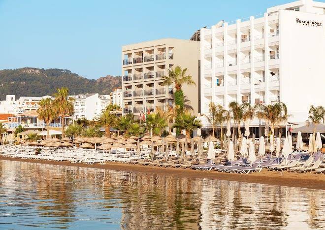 The beachfront hotel