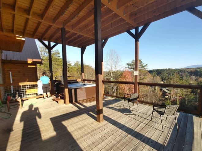 Bear crossing cabin