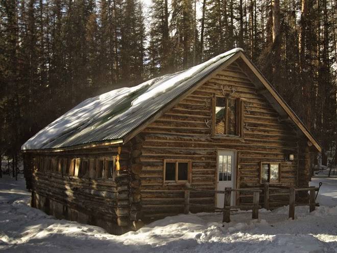 Snowy mountain lodge