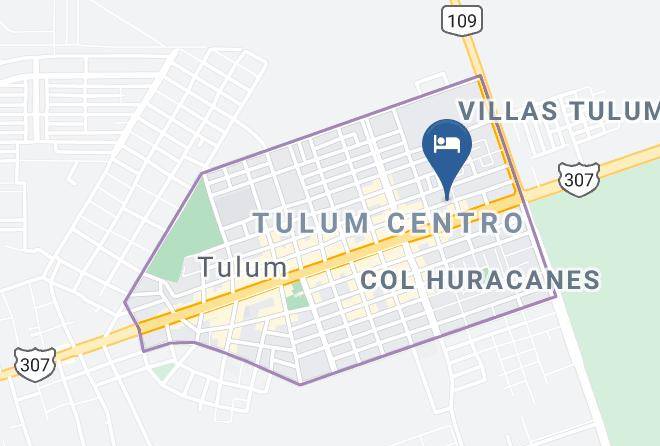 Aldea Tzunun Hostel Map - Quintana Roo - Tulum