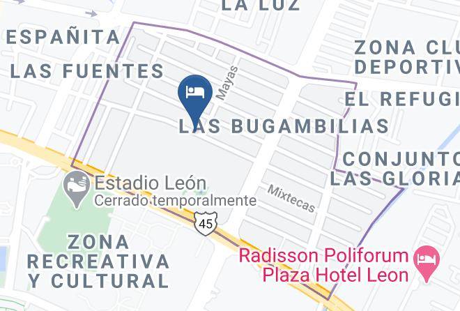 Leon - Hotel Amueblados Bugambilias Poliforum Maps