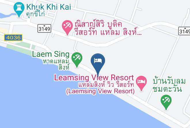 Amphoe Laem Sing - Aunt Chaba Seafood Restaurant Laem Sing Beach Maps