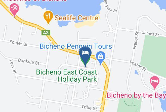 Glamorganspring Bay - Bicheno East Coast Holiday Park Maps