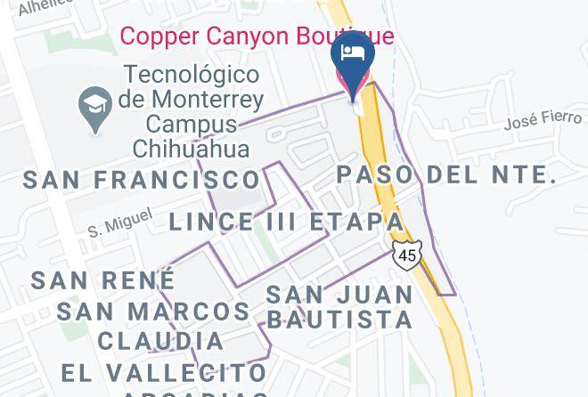 Chihuahua Barrio Del Norte - Copper Canyon Boutique Hotel Maps