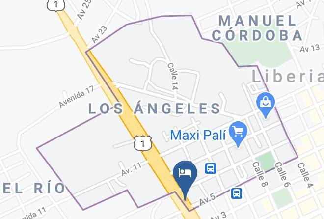 Hotel Cabinas Liberia Malinches Map