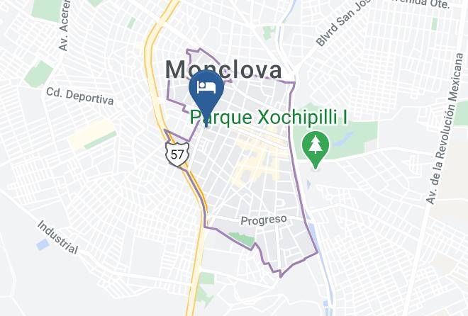 Monclova - Hotel Flores Hills Maps