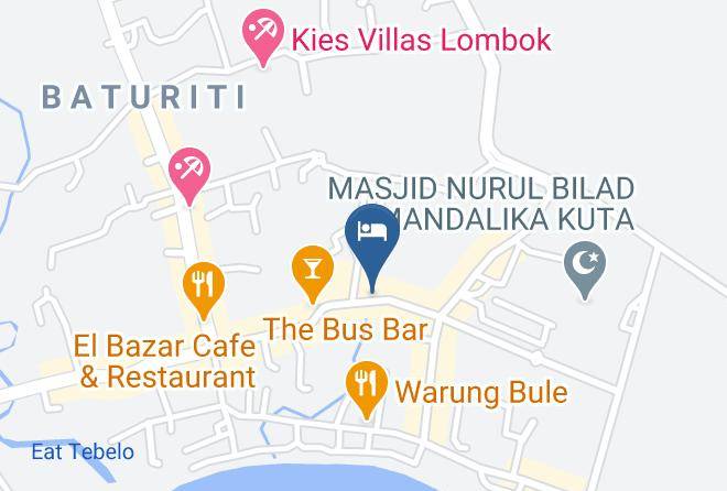 Central Lombok Regency - Kuta Baru Hotel & Sushi K Restaurant Maps