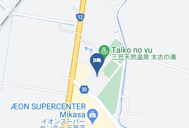 Mikasa City - Mikasa Tennen Onsen Taikonoyu Sparesort Hotel Taiko Bettei Hatago Maps