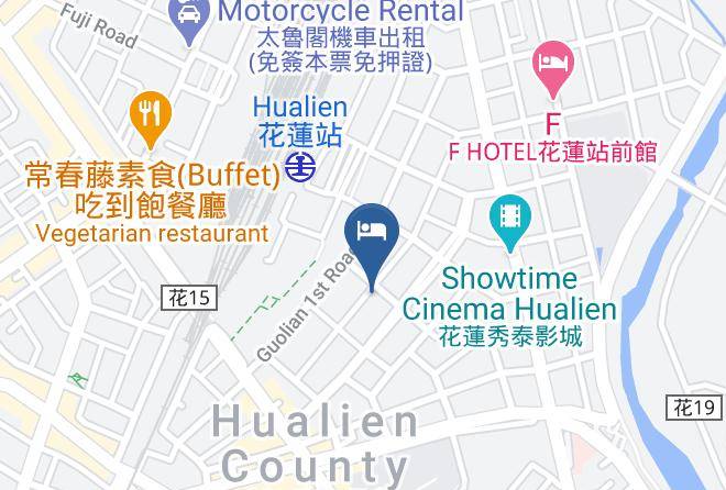 Ninhao Hostel Mapa - Taiwan - Hualiennty
