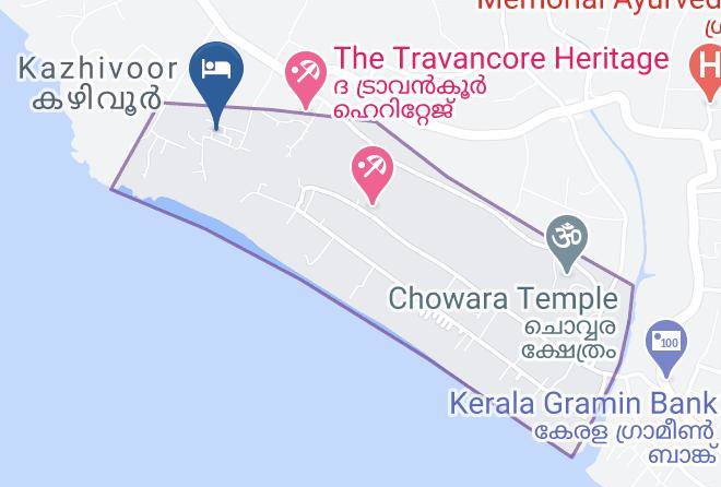Ocean Bay Beach Hotel Kovalam Map