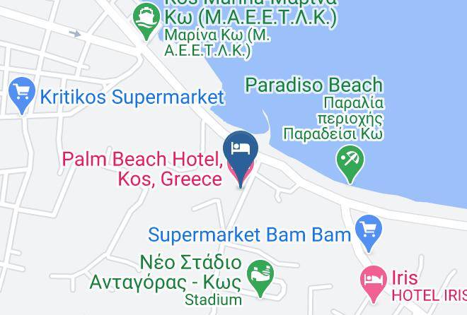 Kos - Palm Beach Hotel Kos Greece Maps