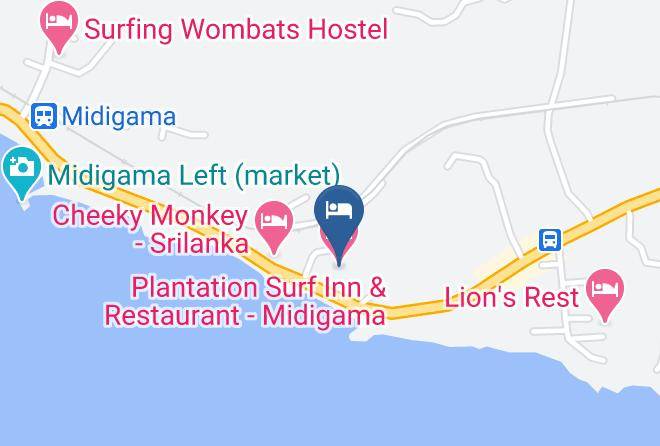 Galle - Plantation Surf Inn & Restaurant Midigama Maps