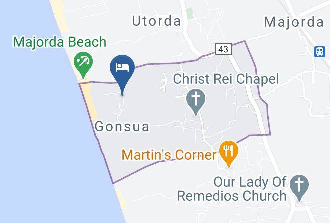 Praia Da Oura Majorda Beach Goa Map