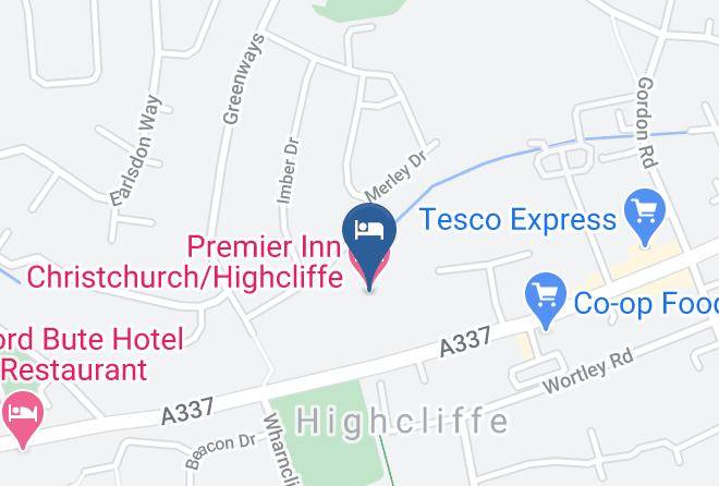Dorset - Premier Inn Christchurch Highcliffe Hotel Maps