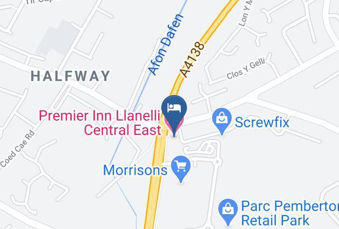 Carmarthenshire - Premier Inn Llanelli Central East Hotel Maps
