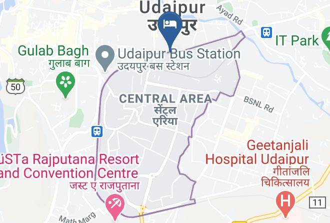 Udaipur - Raghu Mahal Hotel & Flames Restaurant Maps