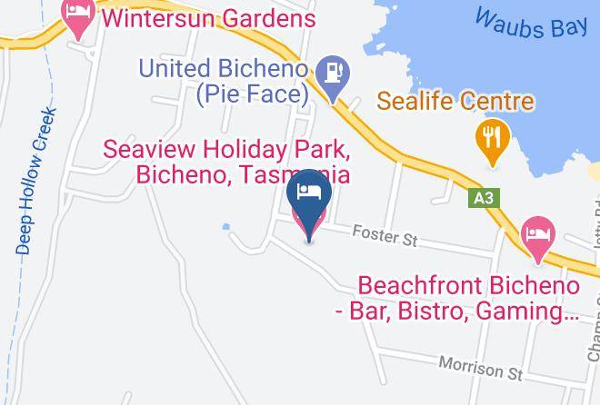 Glamorganspring Bay - Seaview Holiday Park Bicheno Tasmania Maps