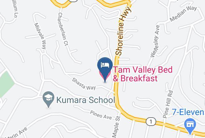 Tam Valley Bed & Breakfast Map - California - Marin