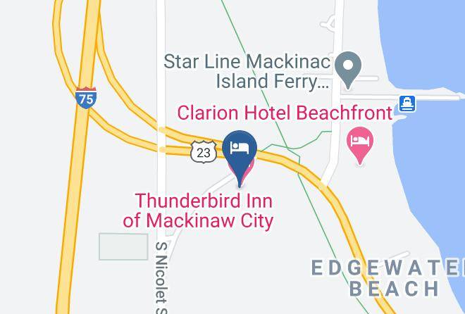 Thunderbird Inn Of Mackinaw City Map
