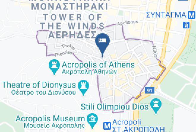 Central Athens - Tripodon Plaka In The Shade Of Acropolis Maps