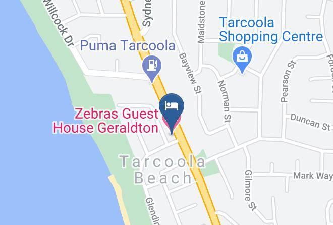 Zebras Guest House Geraldton Map - Western Australia - Greater Geraldton